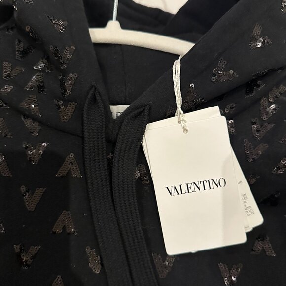 Valentino Sequin Logo Detail Hoodie Rare - Picture 7 of 8